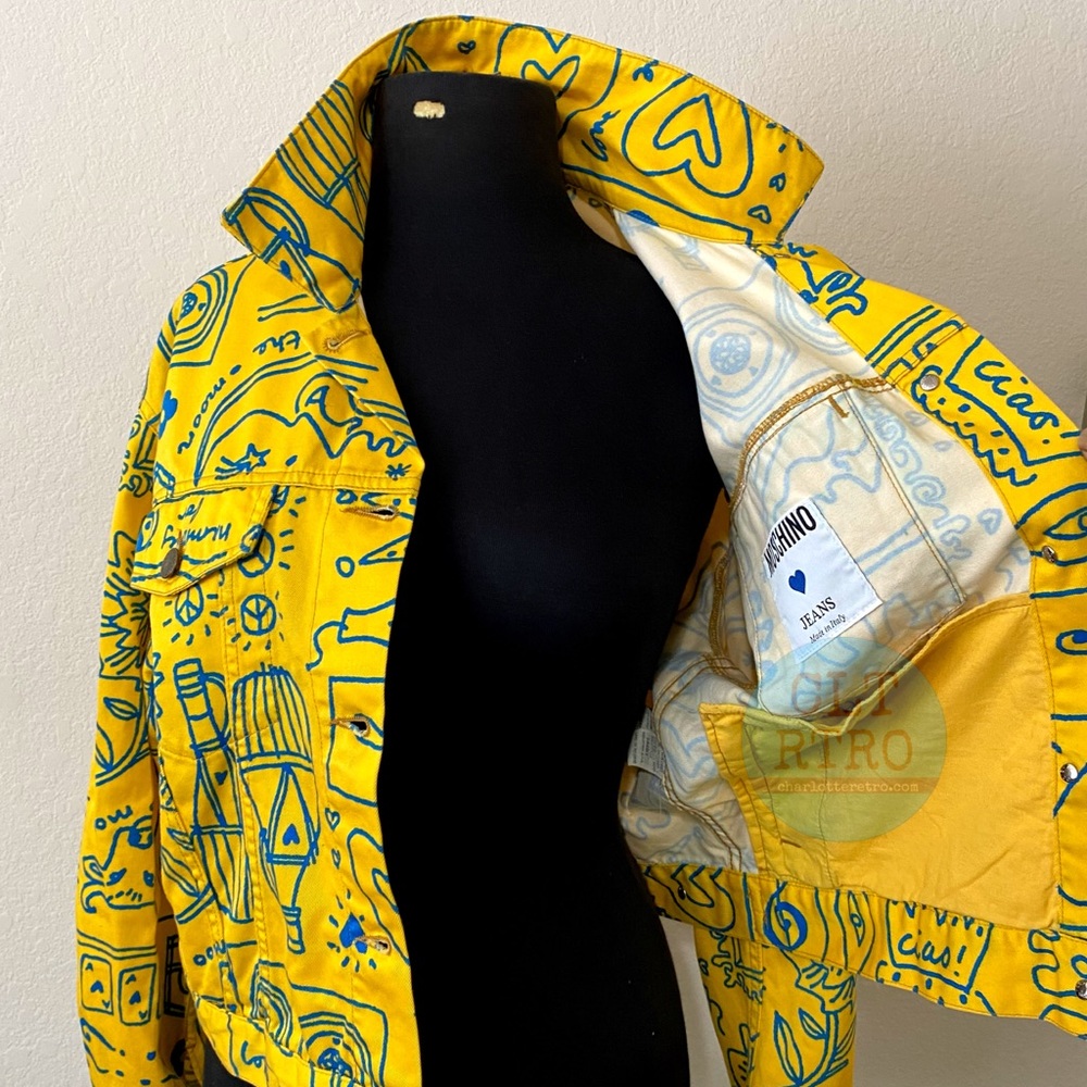 Moschino • Yellow Graffiti Denim Jacket (40) - Picture 7 of 14